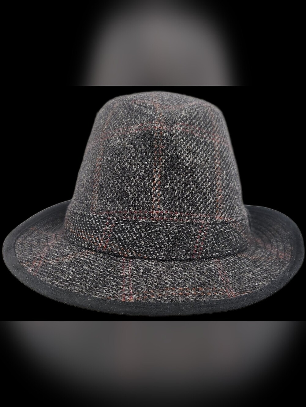 Weatherproof Impermeable Unisex Charcoal Gray Wool Tweed Fedora Hat Large